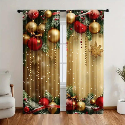 🎅Ofertas de Navidad - 49% DE DESCUENTO🎄Cortinas de Navidad de 2 piezas para la decoración del hogar