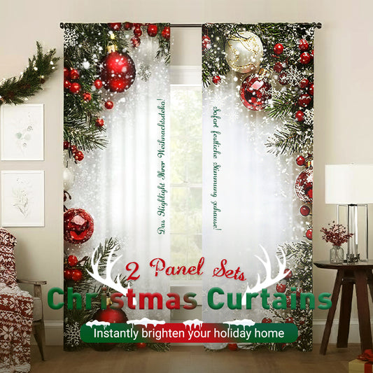 🎅Xmas Sales - 49% OFF🎄Christmas Window Curtains 2-Piece Set for Home Decor