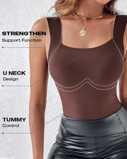 💐Women's U Neck Thermal Tank Tops with Built-In Bra
