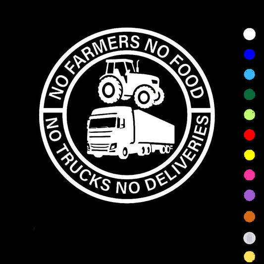 🔥While Supplies Last 50% OFF!🎉 No Farmers No Food No Trucks No Deliveries Vinyl Sticker – 140mm Decal