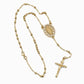 ✝️ Rosary Beaded Cross Necklace: Elegant Virgin Mary Design, Gold-Tone, 35cm Chain