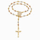 ✝️ Rosary Beaded Cross Necklace: Elegant Virgin Mary Design, Gold-Tone, 35cm Chain