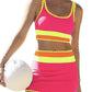 🎁Novedad 50% de descuento💥Conjunto de bikini deportivo de 3 piezas de nailon con bloques de color y retales - Traje de baño de cintura alta con control de abdomen👙🌈