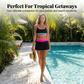 🎁Novedad 50% de descuento💥Conjunto de bikini deportivo de 3 piezas de nailon con bloques de color y retales - Traje de baño de cintura alta con control de abdomen👙🌈
