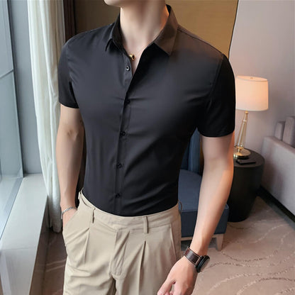 🖤 ¡50% DE DESCUENTO AHORA! ❄️ Camiseta de manga corta de seda helada de alta elasticidad para hombre – Transpirable, que absorbe la humedad y antibacteriana 💪