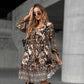 🔥49% off for a limited time 🔥Elegant V-Neck Long-Sleeve Printed Dress 👗 – Figure-Flattering for Spring Tea/Date Nights