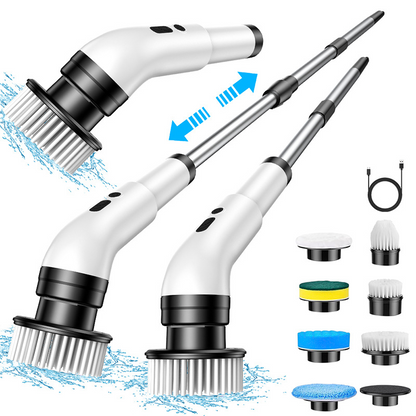 🎁🔥Venta de último día 50% de descuento🔥 🧽 Cepillo giratorio eléctrico – Limpiador eléctrico inalámbrico con 9 cabezales de cepillo reemplazables y mango extensible🛫Envío gratis🛫