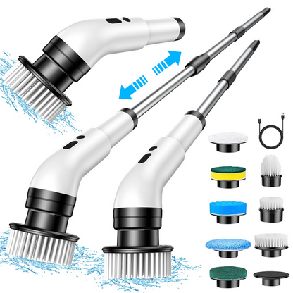 🎁🔥Venta de último día 50% de descuento🔥 🧽 Cepillo giratorio eléctrico – Limpiador eléctrico inalámbrico con 9 cabezales de cepillo reemplazables y mango extensible🛫Envío gratis🛫