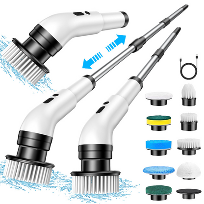 🎁🔥Venta de último día 50% de descuento🔥 🧽 Cepillo giratorio eléctrico – Limpiador eléctrico inalámbrico con 9 cabezales de cepillo reemplazables y mango extensible🛫Envío gratis🛫