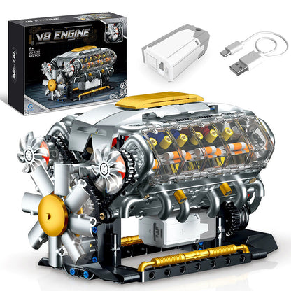 🎉Venta de Último Día: 50% DE DESCUENTO + ENVÍO GRATIS🔥 - Kit de Modelo de Motor V8 de Bloque Pequeño OHV de Ladrillos de Construcción