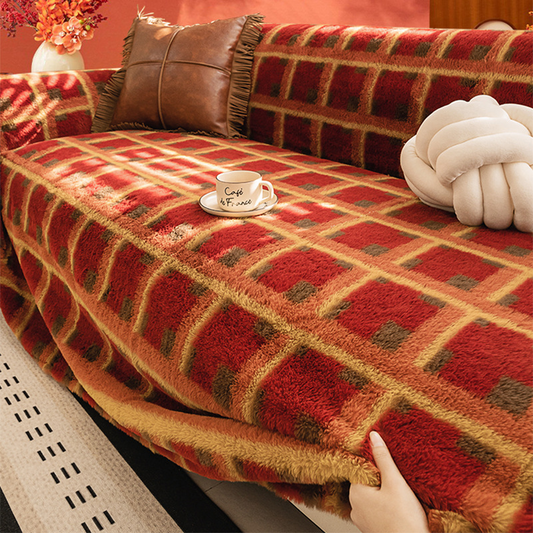 Warm & Cozy Christmas Plaid Sofa Cover Throw