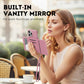 Protective Pink Wallet Phone Case with Mirror & Wristlet