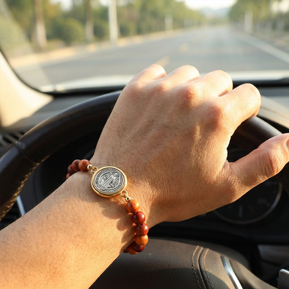 Pulsera unisex de cuentas de madera ajustable de San Benito