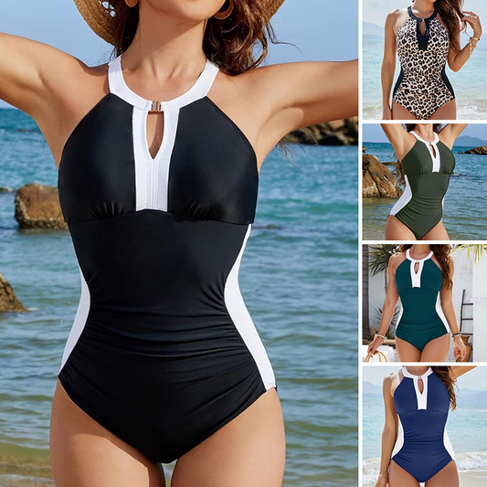 🔥50K+ SOLD!👙Full Coverage Retro Color Block Slimming Swimwear