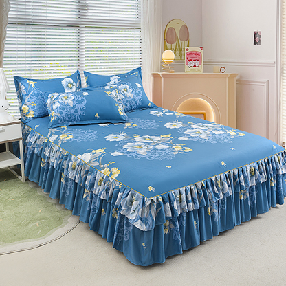 ⏳50% de descuento por tiempo limitado⏰Juego de 3 piezas de faldón de cama con volantes🛏️