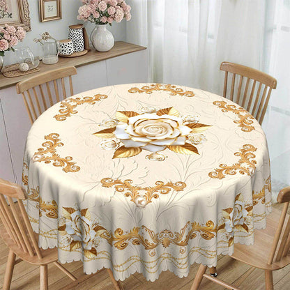 Mantel impermeable con diseño de rosas doradas