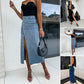🎁2026 New Arrivals 50% OFF💥New arrivals offer-Stylish Button Closure Split Denim Bodycon Skirt✨