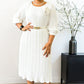 🔥New Arrival 50% OFF💥Women's 3/4 Sleeve Pleated Midi Dress with Belt