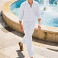 Men's Linen Long Sleeve Shirt & Long Pants 2-Piece Set