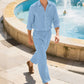 Men's Linen Long Sleeve Shirt & Long Pants 2-Piece Set