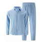 Men's Linen Long Sleeve Shirt & Long Pants 2-Piece Set