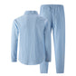 Men's Linen Long Sleeve Shirt & Long Pants 2-Piece Set