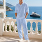 Conjunto Casual de 2 Piezas de Mezcla de Lino para Hombre