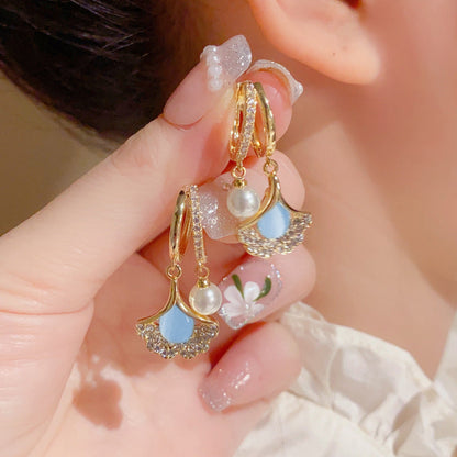 Pendientes de Perlas con Hojas de Albaricoque