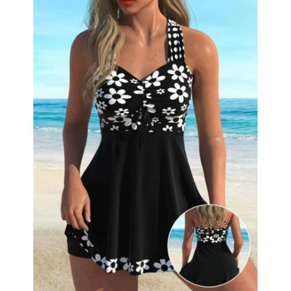 Trajes de baño tankini con estampado floral para mujer con pantalones cortos