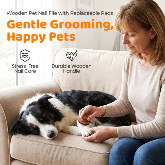 Wooden Pet Nail File with Replaceable Pads