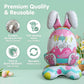 🎁OFERTA DE PASCUA – 🐰🎉3 Globos Gigantes de Conejo 3D de Pie, Autosuficientes, Alegría Festiva