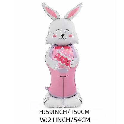🎁OFERTA DE PASCUA – 🐰🎉3 Globos Gigantes de Conejo 3D de Pie, Autosuficientes, Alegría Festiva