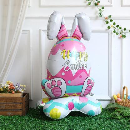 🎁OFERTA DE PASCUA – 🐰🎉3 Globos Gigantes de Conejo 3D de Pie, Autosuficientes, Alegría Festiva