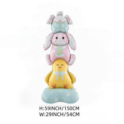 🎁OFERTA DE PASCUA – 🐰🎉3 Globos Gigantes de Conejo 3D de Pie, Autosuficientes, Alegría Festiva