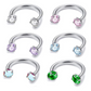 7-pack affordable set 18G (1.0 mm) 8 mm horseshoe nose ring with internal thread and decorative stones 💎