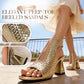 💎 ¡49% DE DESCUENTO! 💎 Sandalias de tacón elegantes peep-toe para mujer – Textura tejida, tacón de bloque estable y diseño transpirable de punta abierta 👠✨