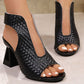 💎 ¡49% DE DESCUENTO! 💎 Sandalias de tacón elegantes peep-toe para mujer – Textura tejida, tacón de bloque estable y diseño transpirable de punta abierta 👠✨