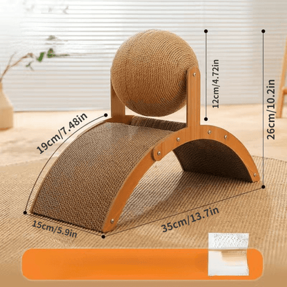🐱 50% OFF NOW! 💖 Natural Sisal Cat Scratching Ball With Cardboard Pad – Satisfies Scratching, Durable Sisal & Protects Furniture 🧶