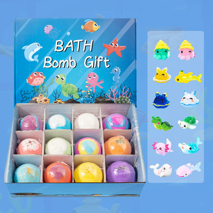 🛁 ¡50% DE DESCUENTO AHORA! 🎁 Set de regalo de 12 bombas de baño para niños – Efervescentes de colores seguros para la piel con juguetes sorpresa dentro, perfectos como recuerdos de fiesta ✨