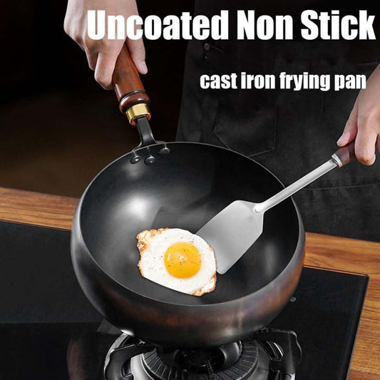 💎 50% OFF! 💎 Uncoated Thick Iron Wok with Lid – Healthy Pure Iron, Family-Sized & Works on All Stovetops 🍳🔥