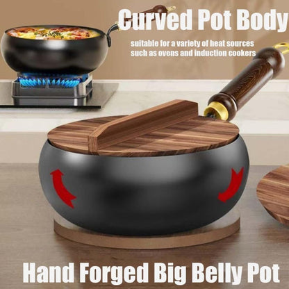 💎 ¡50% DE DESCUENTO! 💎 Wok de hierro grueso sin revestimiento con tapa – Hierro puro saludable, tamaño familiar y apto para todas las cocinas 🍳🔥