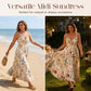 👗 ¡Nueva llegada con 50 % de descuento! 🥰 Vestido midi de talla grande con tirantes finos y estampado floral