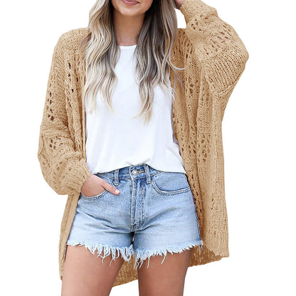 ✨ ¡50% DE DESCUENTO AHORA! 🧶 Cárdigan holgado abierto de mujer – Punto calado boho y mangas murciélago 🍂☕
