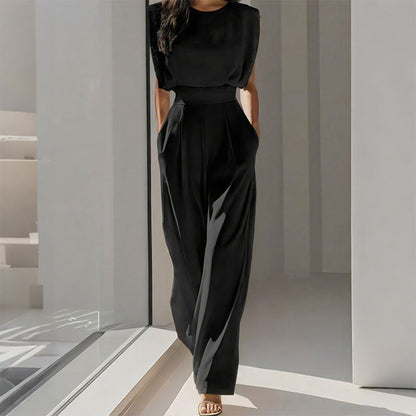 🌟 ¡50% DE DESCUENTO AHORA! 👗 Mono de pierna ancha de color liso – Elegante, cómodo y versátil para cualquier ocasión 🏖️💼