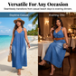 👗 ¡50% DE DESCUENTO AHORA! ✨ Vestido largo de mezclilla con cuello en V y corte holgado informal – Cómodo, versátil y perfecto para uso diario 🌸