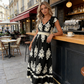 Vestido maxi fluido con estampado barroco y cuello de pico para mujer