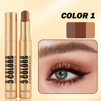 💄 LIMITED-TIME 50% OFF! 💥 3-in-1 Gradient Eyeshadow Stick – One-Swipe, Waterproof, Curved Nib ✨