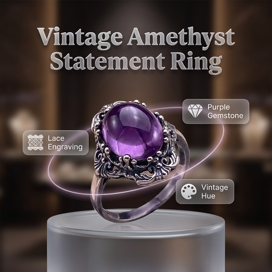 🌸 50% OFF NOW! 🌸 Vintage Lace Amethyst Ring