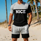 🎉 LIMITED TIME 50% OFF! 👕 Men's Color-Block Tee and Shorts Set – Breathable Fabric & Adjustable Drawstring Waist 🔥