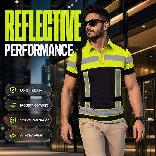 📢 LIMITED TIME 50% OFF! 👕 Men's High Visibility Reflective Short Sleeve Shirt – Neon Blocks & Athletic Fit Cut ⏰